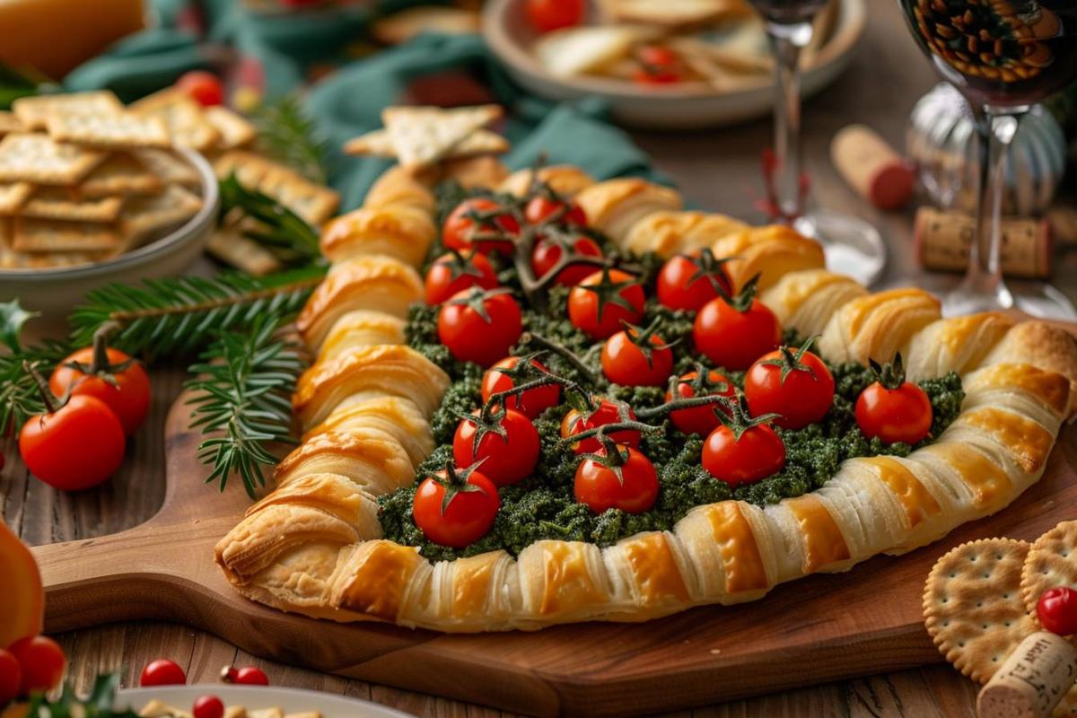 Recette de feuilleté à la tapenade en forme de sapin : un apéritif festif facile à réaliser