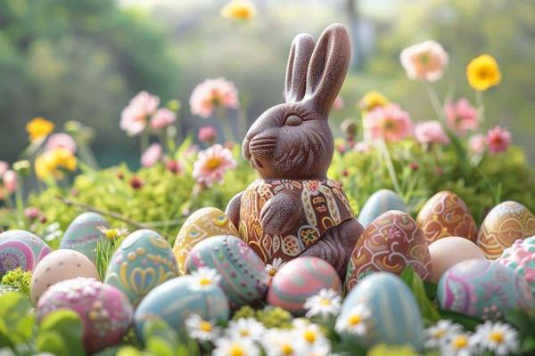 lapin et œufs en chocolat