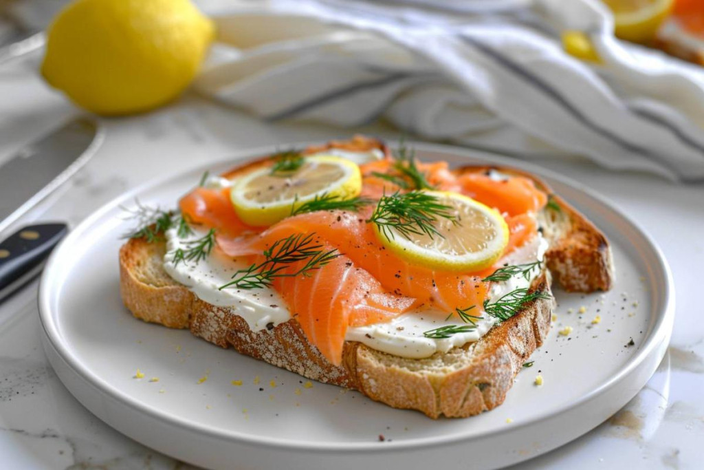 Toast Saumon Fumé Fromage Frais & Ciboulette Délicieuse recette de toast au saumon fumé : comment préparer ce