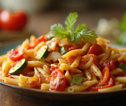 Assiette de pâtes aux légumes frais et savoureux
