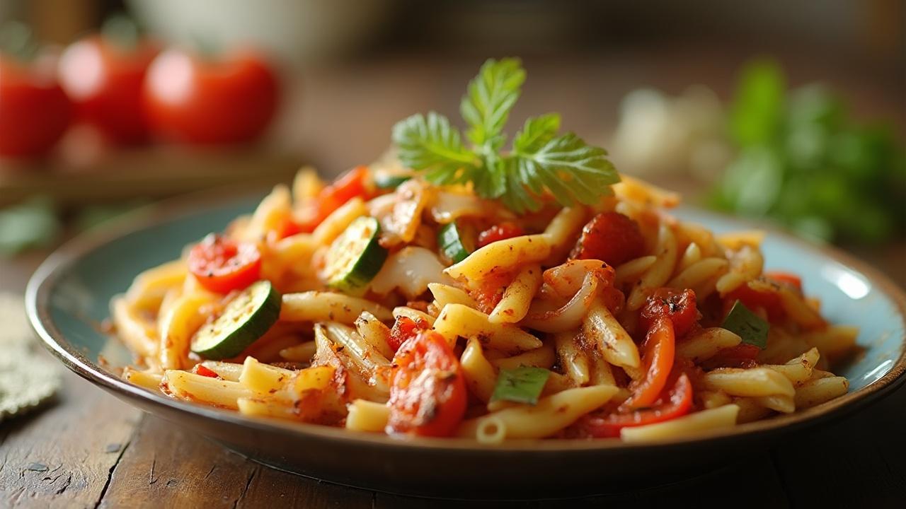 Assiette de pâtes aux légumes frais et savoureux