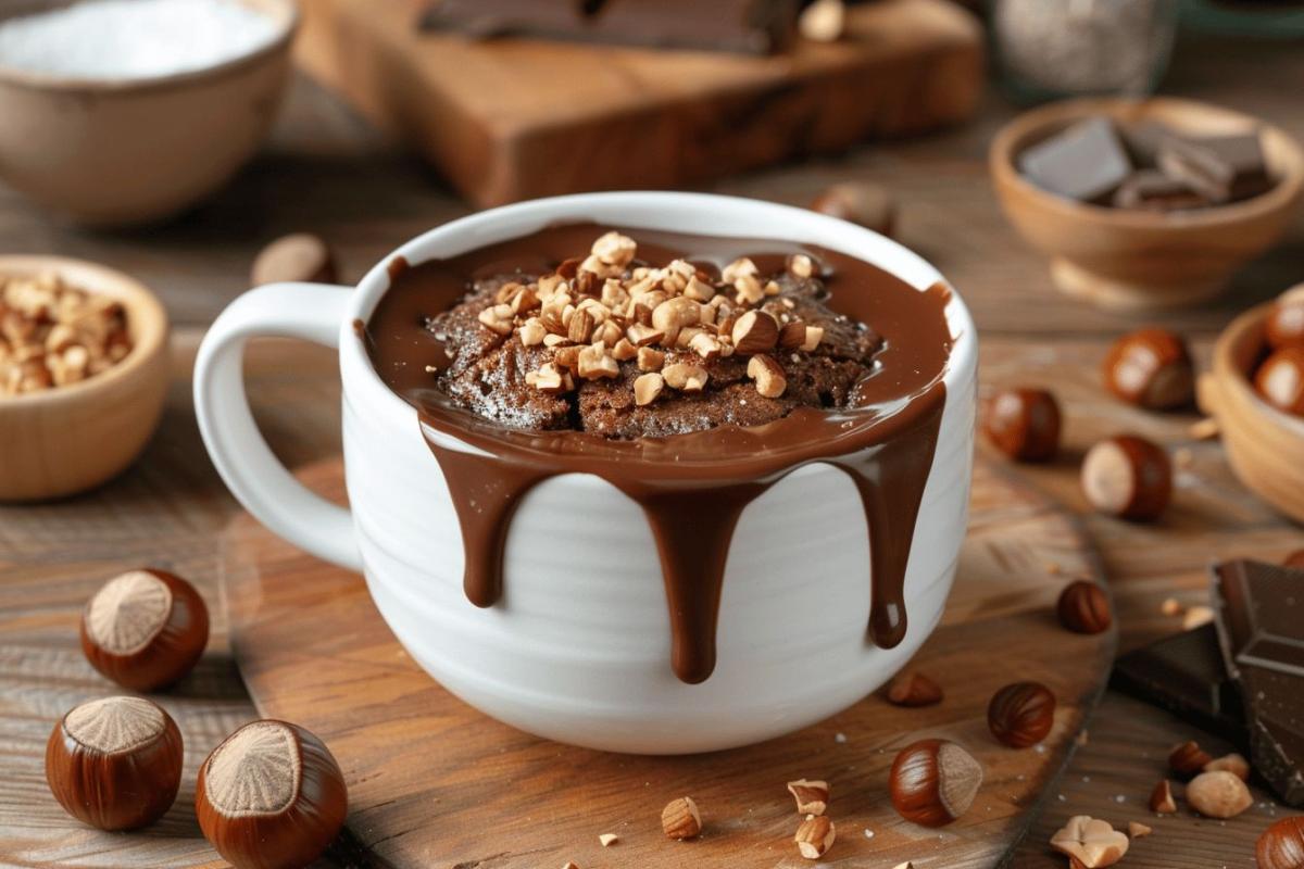 Mug cake chocolat-praliné : recette express anti-frustration prête en 2 minutes au micro-ondes
