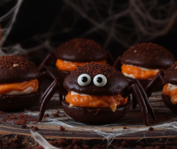 découvrez notre recette facile de whoopies araignées, des biscuits moelleux garnis et décorés pour halloween. parfaits pour régaler petits et grands lors de votre fête effrayante !
