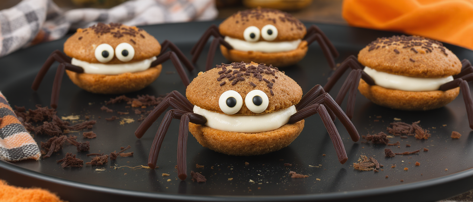 découvrez notre recette de whoopies araignées, de délicieux petits gâteaux moelleux et amusants, parfaits pour régaler petits et grands lors de votre fête d'halloween !