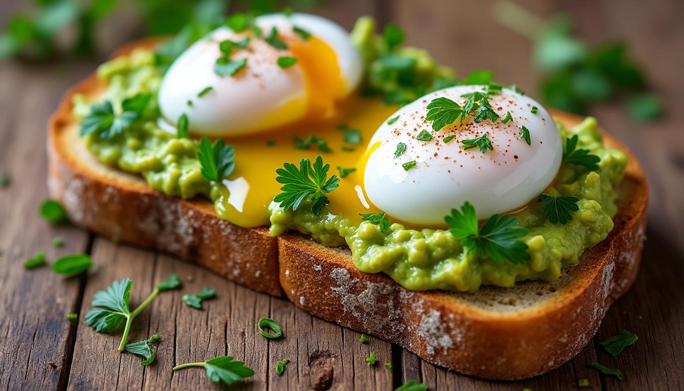 découvrez notre recette d’avocado toast accompagné d’œufs pochés : un mélange parfait de crémeux et de gourmand pour un brunch sain et savoureux.