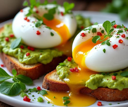 découvrez la recette gourmande d'avocado toast accompagnée d'œufs pochés, idéale pour un brunch sain et savoureux. facile et rapide à préparer, ce plat allie fraîcheur et protéines pour bien démarrer la journée !