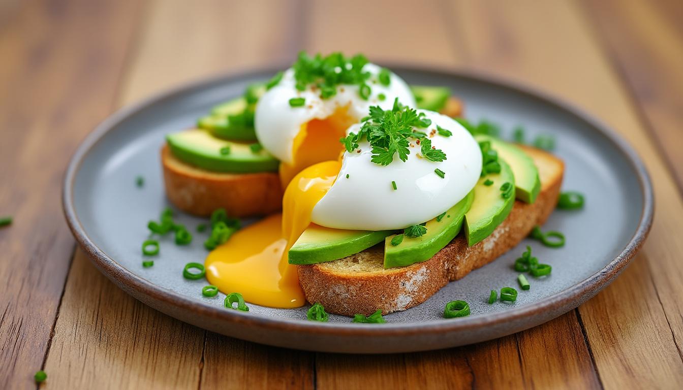 découvrez notre recette d'avocado toast accompagné d'œufs pochés : un petit-déjeuner sain, gourmand et facile à préparer, parfait pour bien commencer la journée.