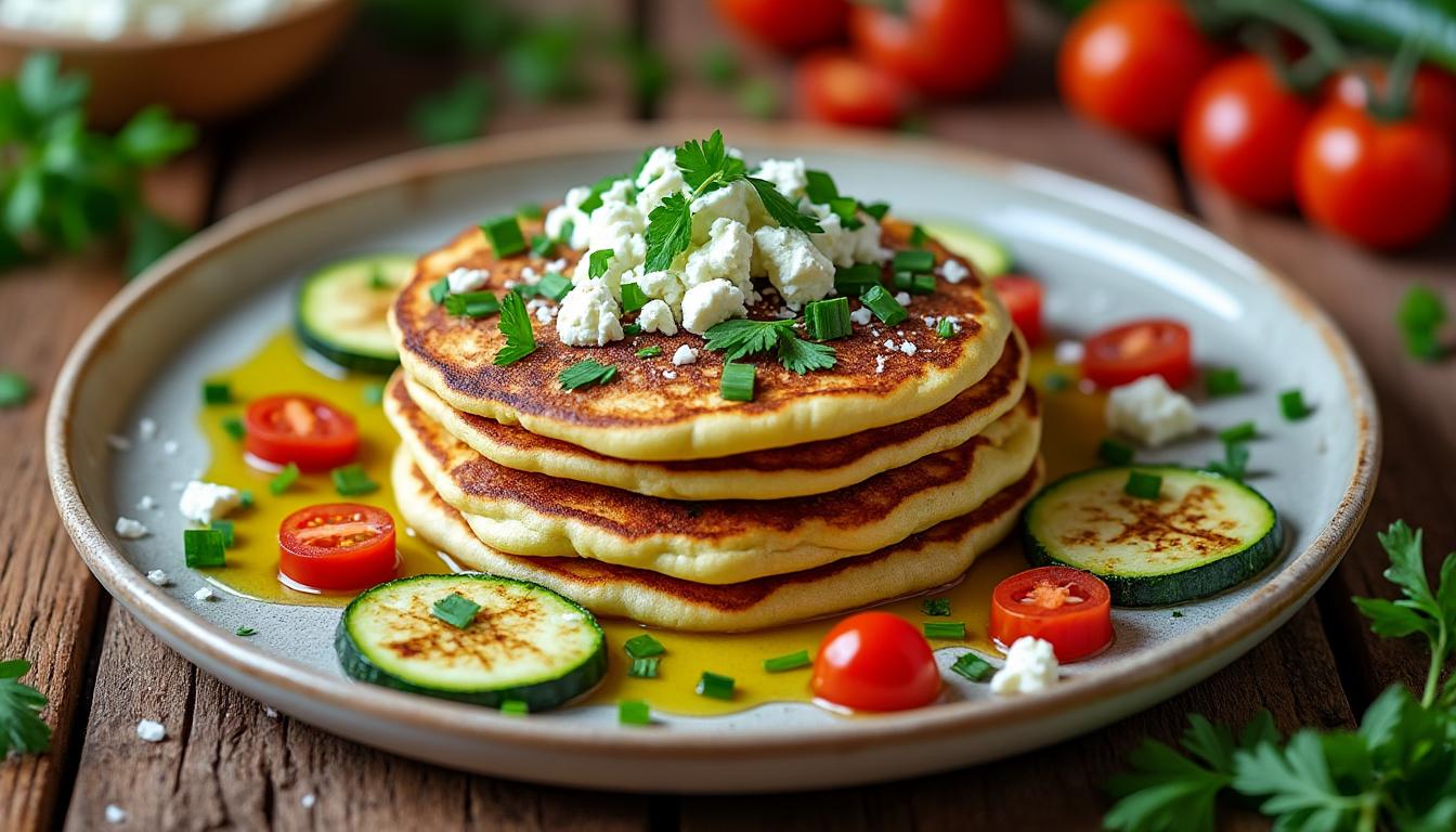 découvrez une délicieuse recette de pancakes aux courgettes et au chèvre, idéale pour un repas savoureux et original. faciles à préparer, ces pancakes moelleux raviront petits et grands !