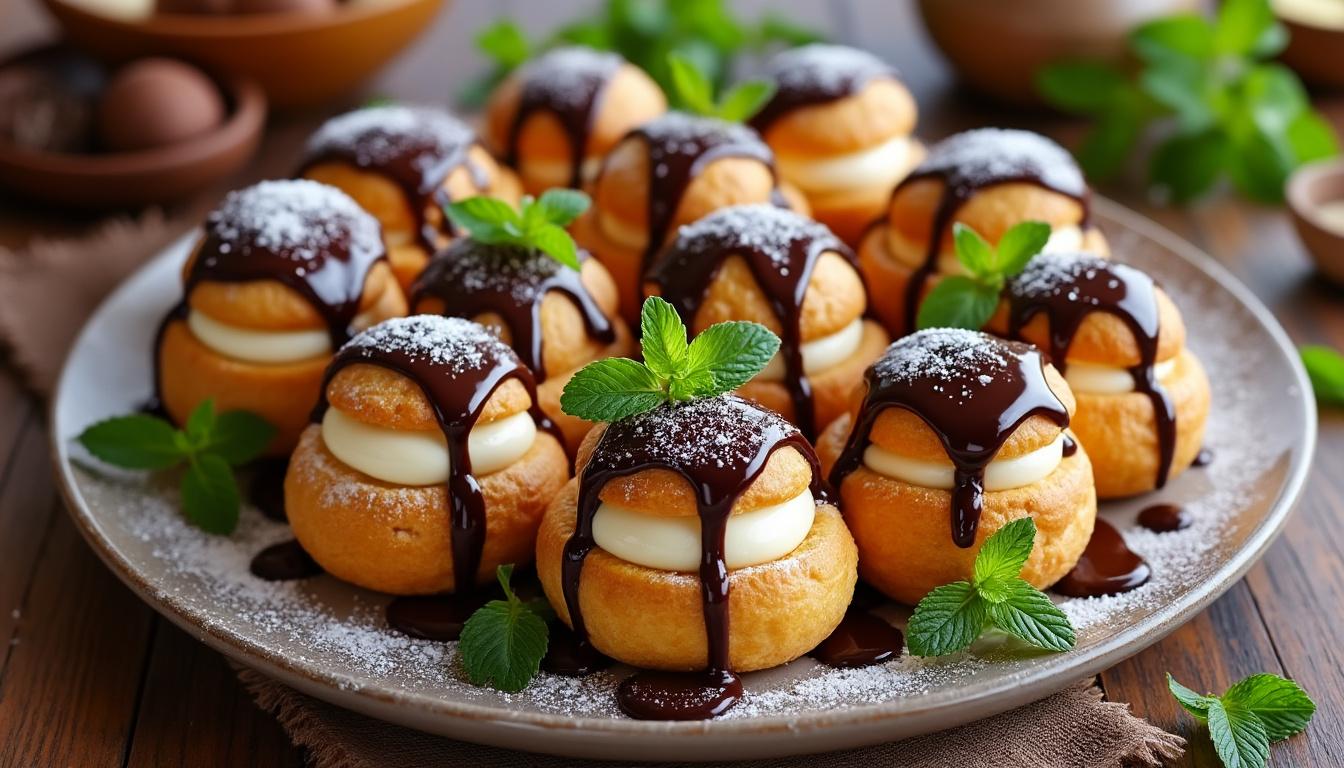découvrez la recette authentique des profiteroles de ma maman : des choux dorés, une glace onctueuse et un nappage chocolat maison pour un dessert gourmand et facile à préparer chez soi.