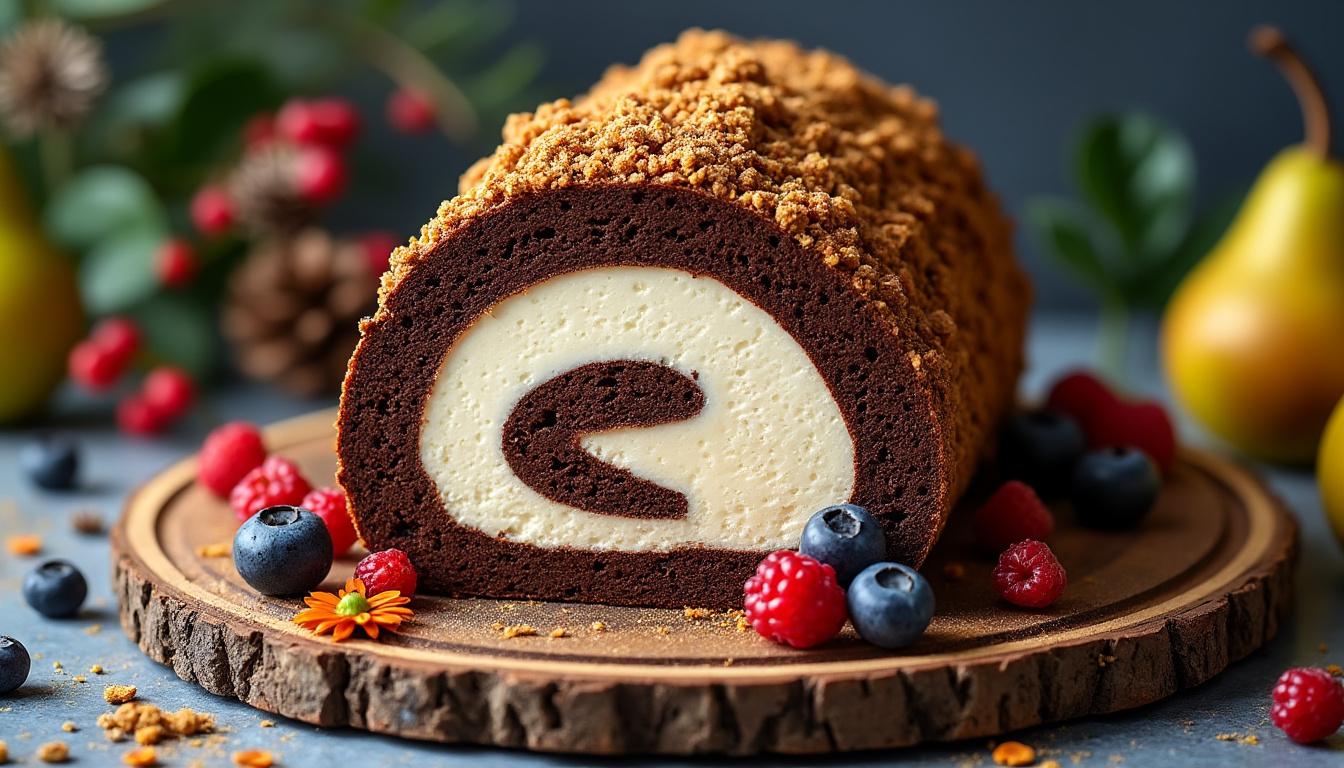 découvrez notre délicieuse recette de bûche au chocolat et à la poire, alliant douceur fruitée et chocolat fondant pour un dessert gourmand et festif.
