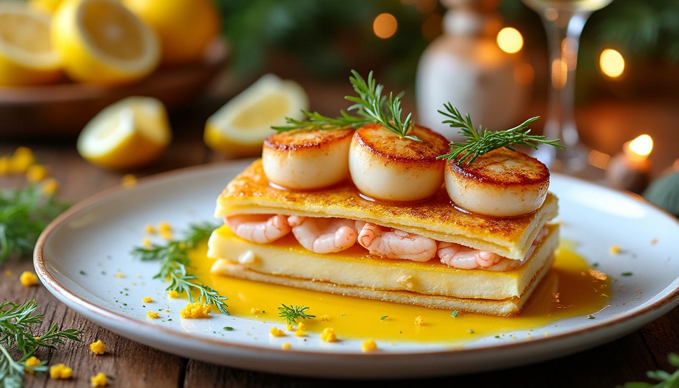 découvrez notre recette simple et gourmande de délices de saint-jacques en mille-feuilles, parfaite pour impressionner vos invités avec un plat raffiné et savoureux.