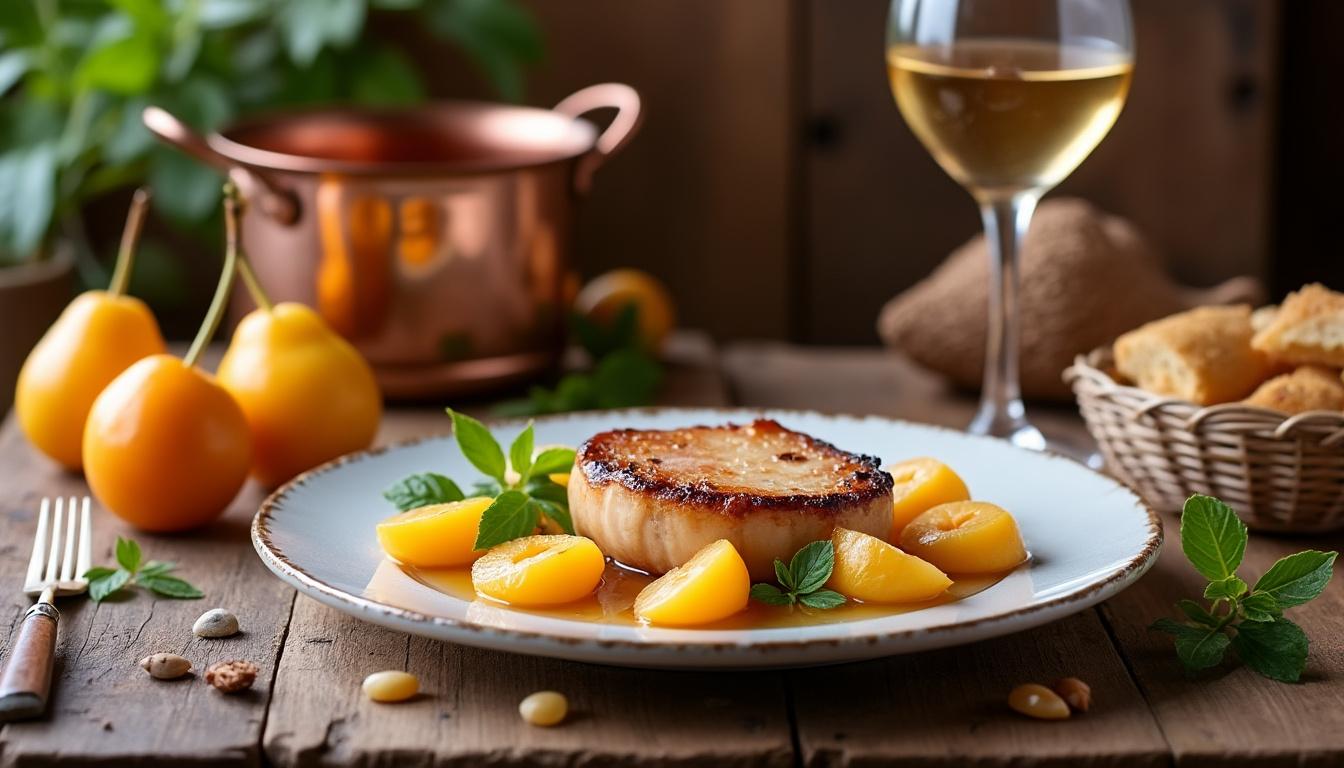 découvrez nos délices de foie gras sublimés par des mirabelles de lorraine parfumées aux quatre épices, une alliance gourmande et raffinée pour vos papilles.