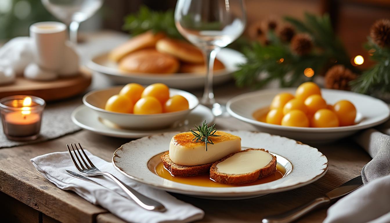 savourez nos délices de foie gras sublimés par les mirabelles de lorraine parfumées aux quatre épices, une harmonie raffinée entre tradition et gourmandise.