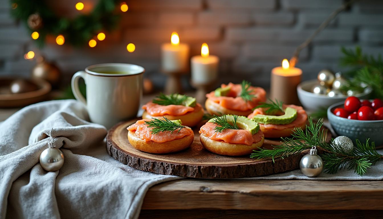 découvrez nos mini bagels à la truite fumée, une délicieuse combinaison de saveurs fraîches et raffinées, parfaite pour un apéritif ou un repas léger.