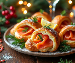 découvrez nos minis croissants apéro au saumon fumé, une délicieuse bouchée parfaite pour vos soirées entre amis ou vos apéritifs gourmands.