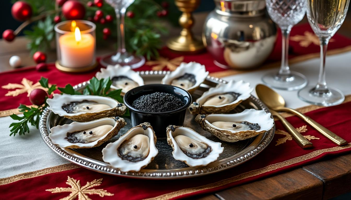 découvrez une recette festive et raffinée avec des huîtres sublimées par un lit de mousse de caviar, parfaite pour un noël élégant et gourmand.