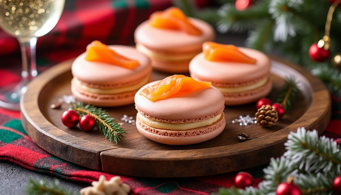 célébrez un réveillon de noël élégant avec des macarons au saumon, une délicieuse touche raffinée pour vos fêtes gourmandes.