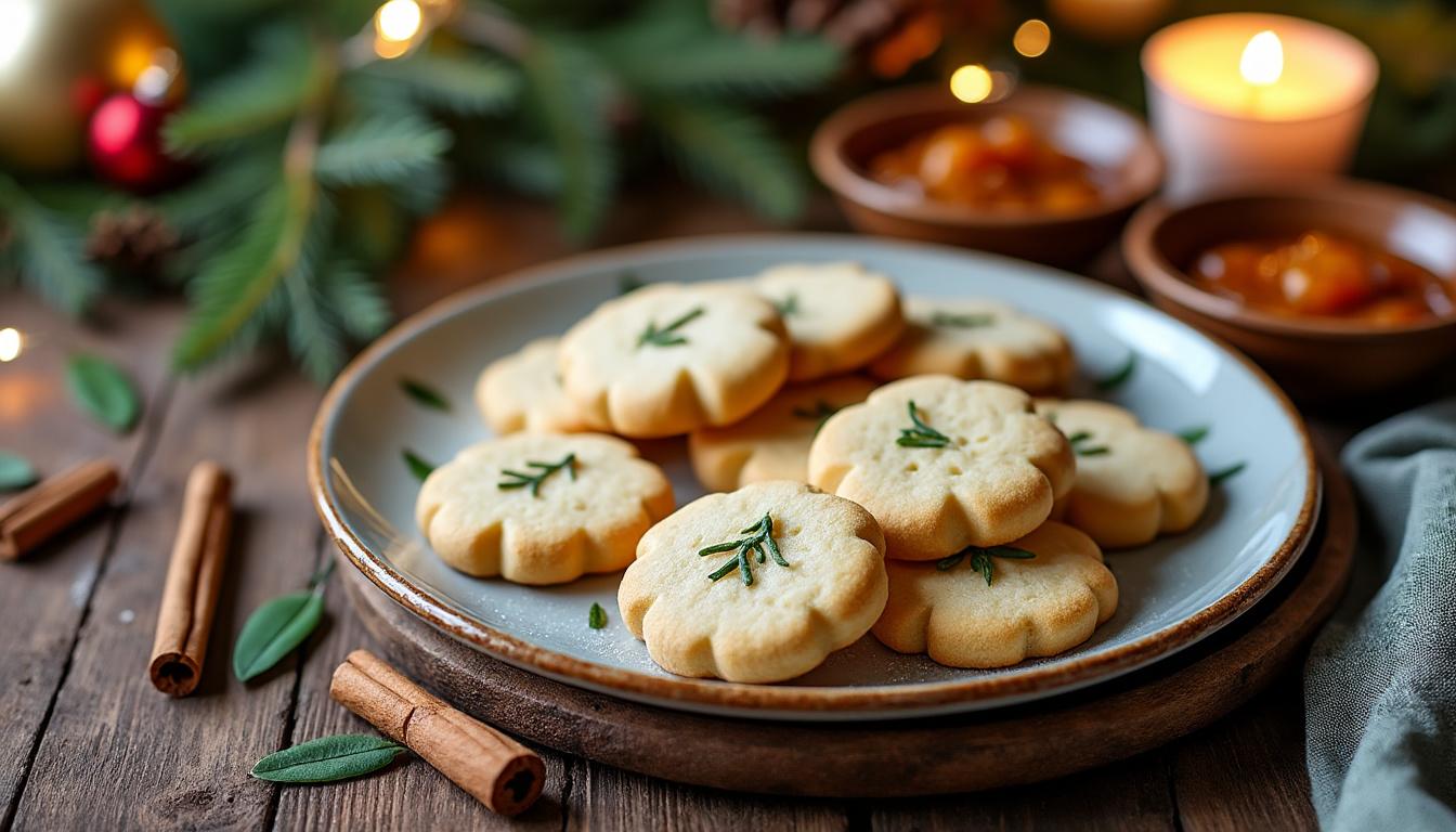découvrez nos sablés de noël au parmesan et à la sauge, accompagnés d'un délicieux confit d’échalotes, pour des apéritifs festifs gourmands et raffinés.