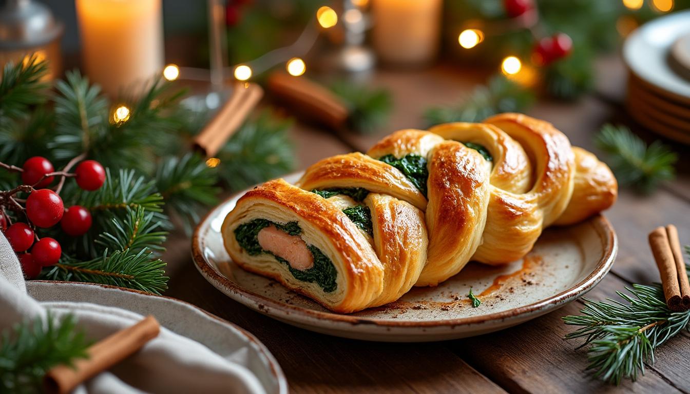 découvrez notre recette facile de tresse feuilletée au saumon et aux épinards, parfaite pour un repas savoureux et élégant.