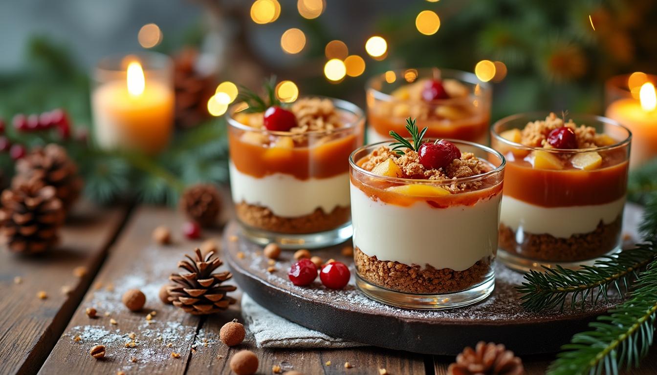 découvrez une délicieuse recette de verrines alliant la richesse du foie gras, la douceur d'une compotée de poires et les saveurs épicées du pain d'épice pour un apéritif raffiné et gourmand.