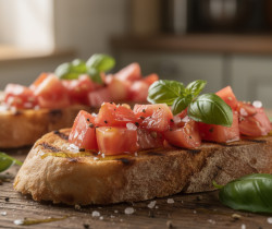 découvrez la recette authentique de la bruschetta italienne à la tomate, facile et rapide à préparer pour un apéritif savoureux et traditionnel.