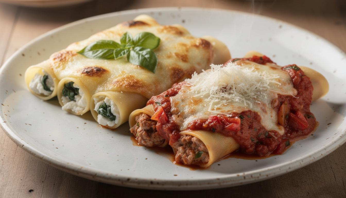 découvrez notre recette classique de cannelloni à l'italienne, garnis de ricotta et épinards ou d'une savoureuse farce à la viande, pour un plat délicieux et convivial.