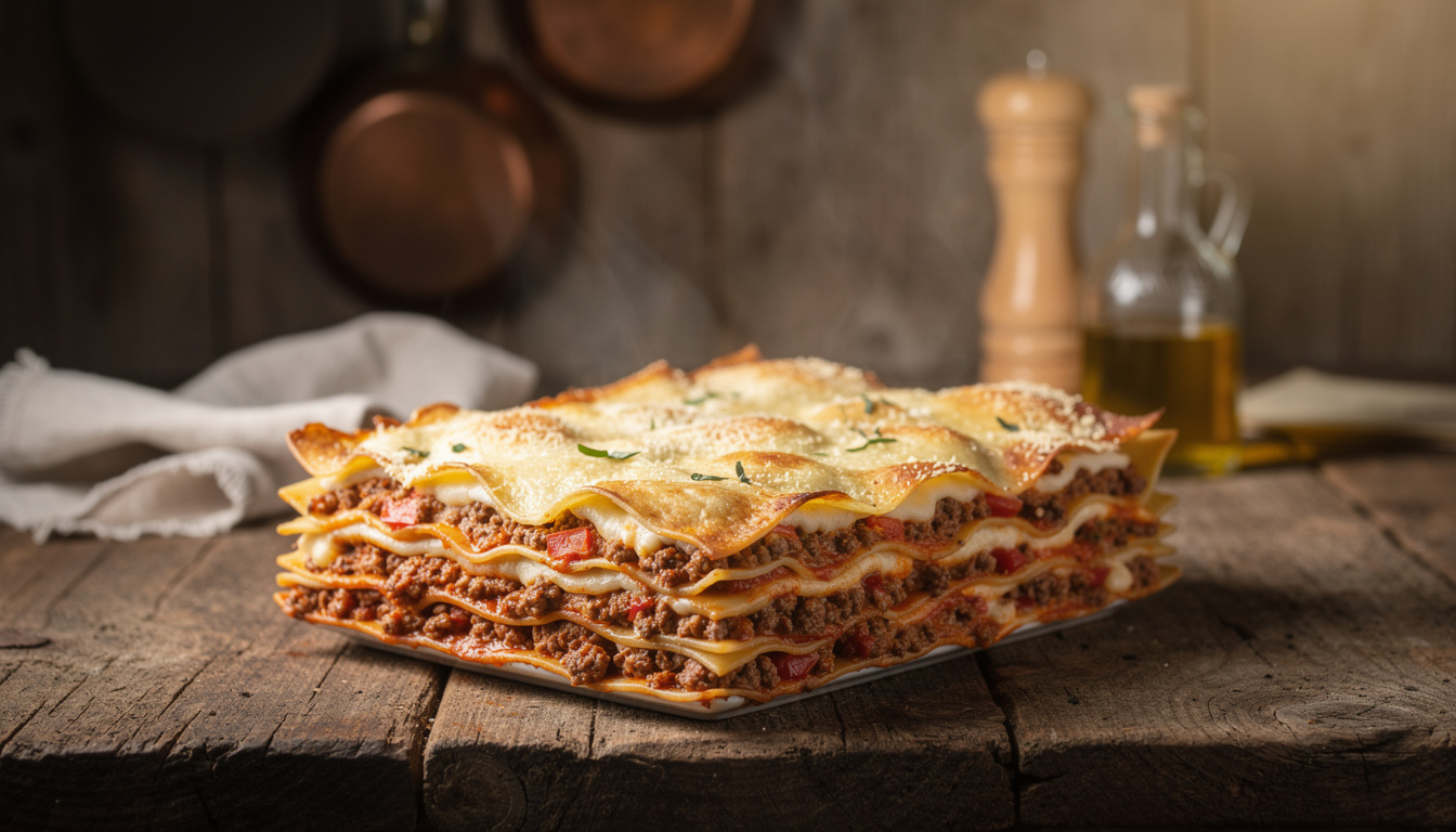 découvrez la recette traditionnelle italienne des lasagnes à la bolognaise, un plat savoureux et généreux à base de viande, sauce tomate et fromage fondu.