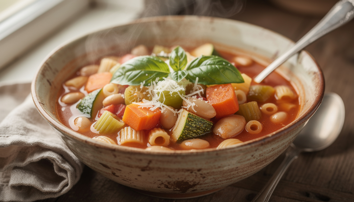 découvrez la recette traditionnelle du minestrone, une soupe italienne riche en légumes variés, idéale pour un repas sain et complet.