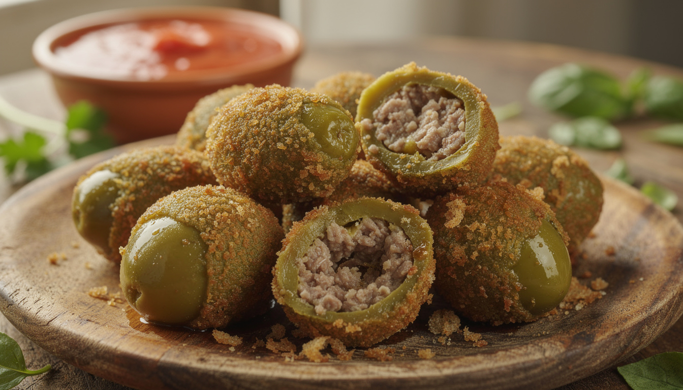 découvrez la recette authentique des olives ascolane, ces délicieuses olives farcies et frites, parfaites pour un apéritif savoureux et croustillant.