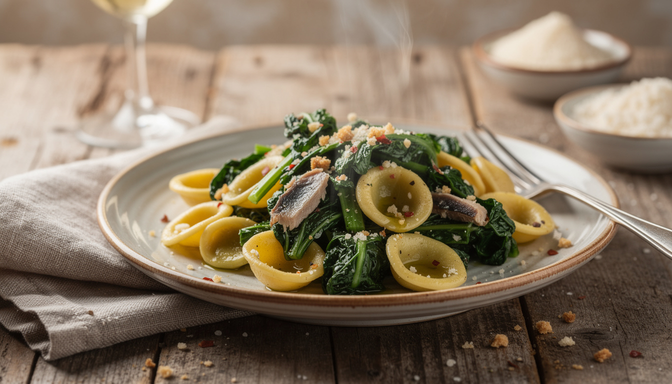 découvrez la recette authentique des orecchiette cime di rapa, un plat traditionnel des pouilles alliant saveurs méditerranéennes et ingrédients frais.
