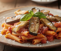 découvrez la recette traditionnelle des pasta alla norma, des pâtes siciliennes savoureuses agrémentées d'aubergines fondantes, de tomate et de ricotta salée pour un voyage gourmand en sicile.