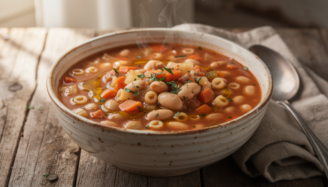 découvrez la recette authentique de pasta e fagioli, la soupe italienne traditionnelle alliant pâtes et haricots pour un plat réconfortant et savoureux.