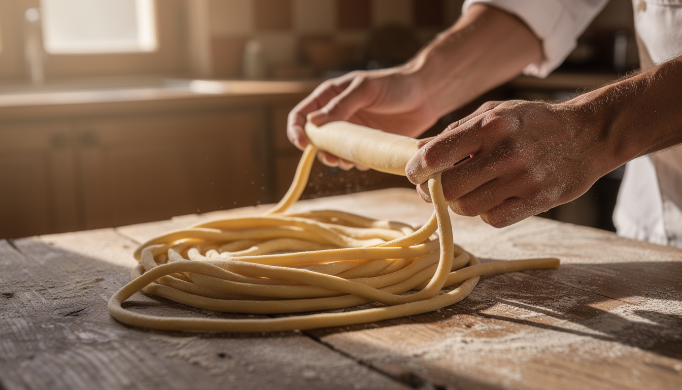 découvrez les pici toscans, ces pâtes artisanales roulées à la main, symbole de la tradition culinaire de toscane, à savourer pour un voyage gourmand authentique.