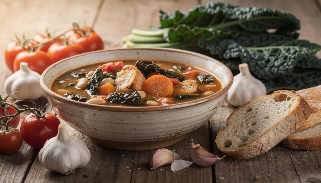 découvrez la ribollita toscane, une soupe traditionnelle italienne à base de pain rassis et de chou noir, riche en saveurs et parfaite pour réchauffer vos soirées.