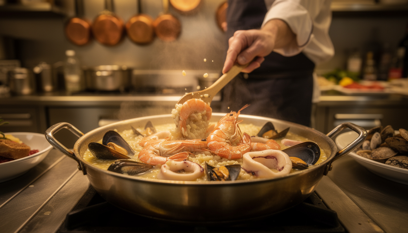 découvrez la recette traditionnelle italienne du risotto aux fruits de mer, un plat savoureux et facile à préparer qui ravira vos papilles.
