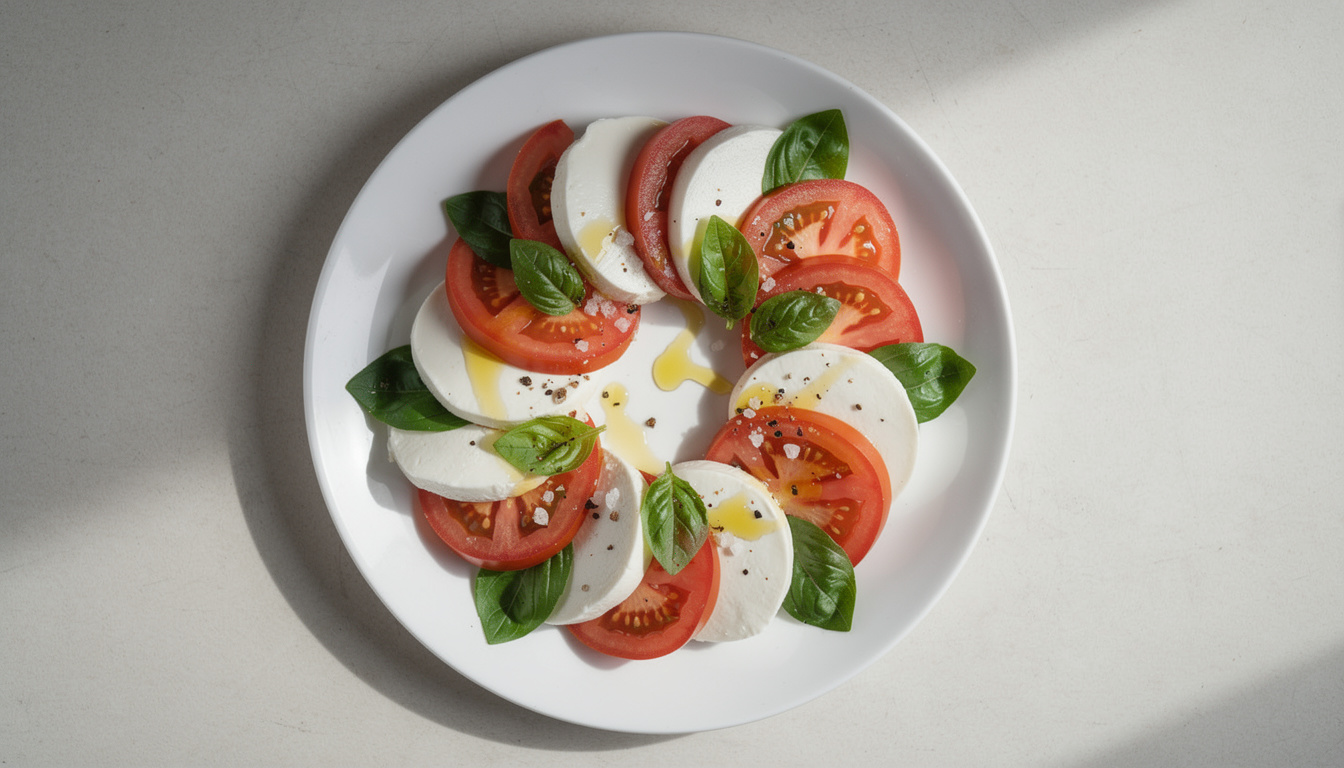 découvrez la recette authentique de la salade caprese italienne, réalisée en seulement 3 ingrédients frais pour un plat savoureux et rapide.