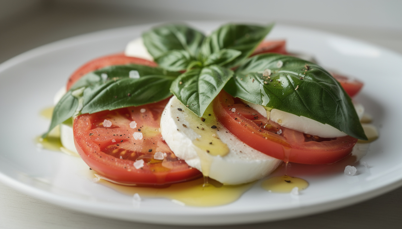 découvrez la recette italienne authentique de la salade caprese, simple et savoureuse, réalisée avec seulement 3 ingrédients frais.