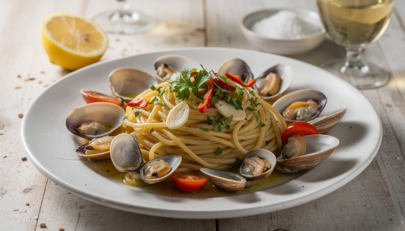 découvrez la recette authentique des spaghetti alle vongole, un plat traditionnel napolitain savoureux et facile à préparer.