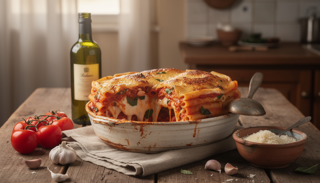 découvrez le timballo, le savoureux gratin de pâtes italien parfait pour un repas dominical convivial et gourmand.