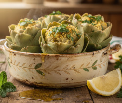 découvrez la recette traditionnelle des carciofi alla romana, des artichauts à la romaine savoureux et parfumés, parfaits pour un repas authentique italien.