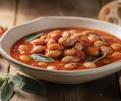découvrez la recette traditionnelle des fagioli all'uccelletto, de savoureux haricots blancs toscans mijotés avec tomates, ail et sauge pour un plat authentique et réconfortant.