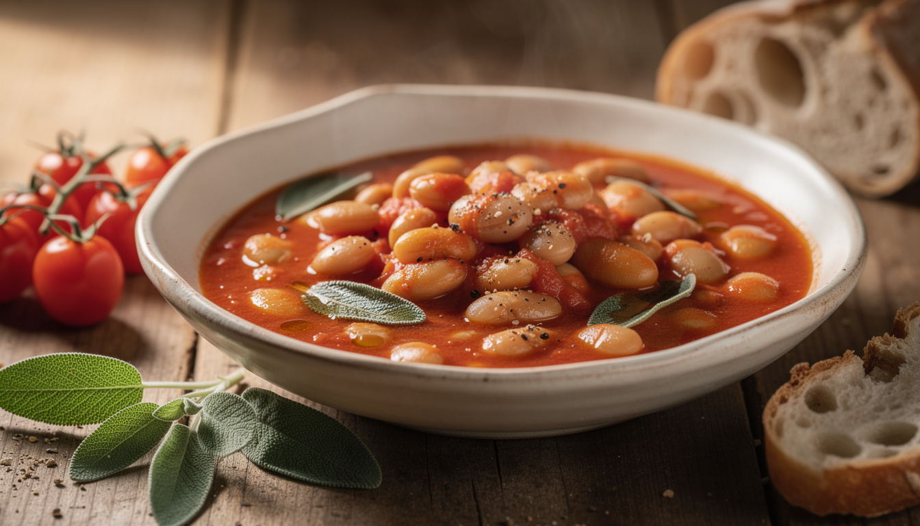 découvrez la recette traditionnelle des fagioli all'uccelletto, de savoureux haricots blancs toscans mijotés avec tomates, ail et sauge pour un plat authentique et réconfortant.