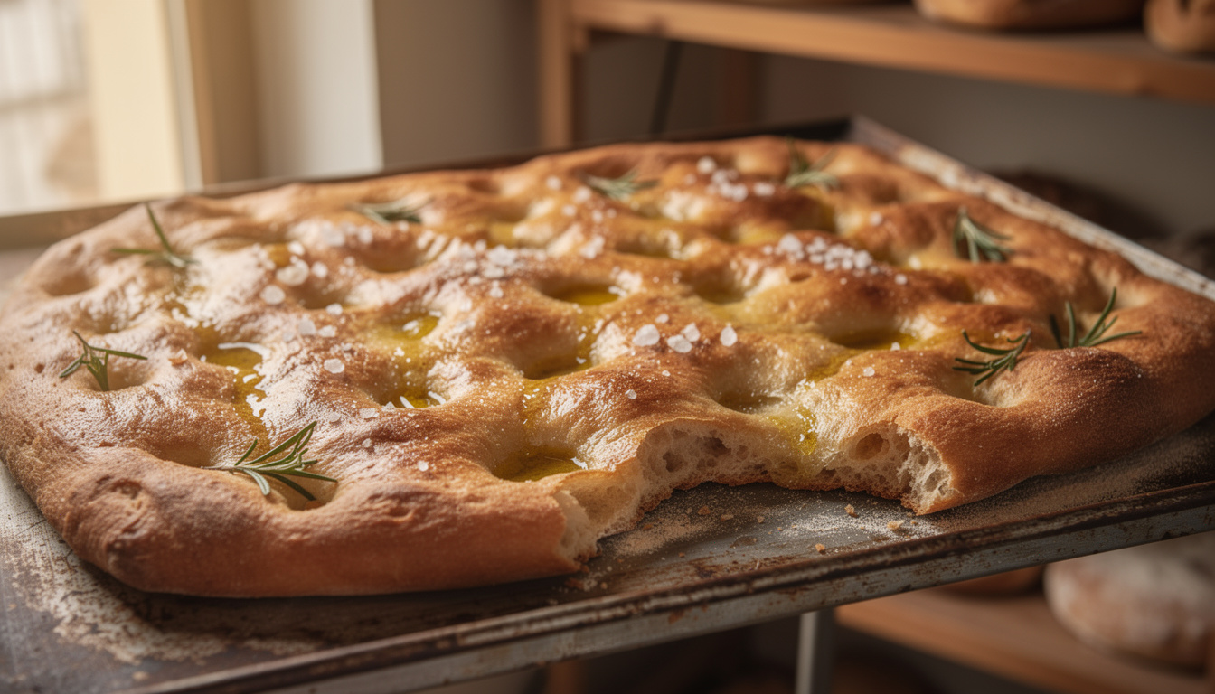 découvrez la recette moelleuse de la focaccia génoise à l'huile d'olive, un délice italien simple et savoureux à partager en famille.