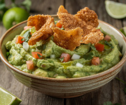 découvrez notre recette savoureuse de guacamole con chicharrón, un guacamole traditionnel rehaussé de porc croustillant pour une explosion de saveurs et de textures.