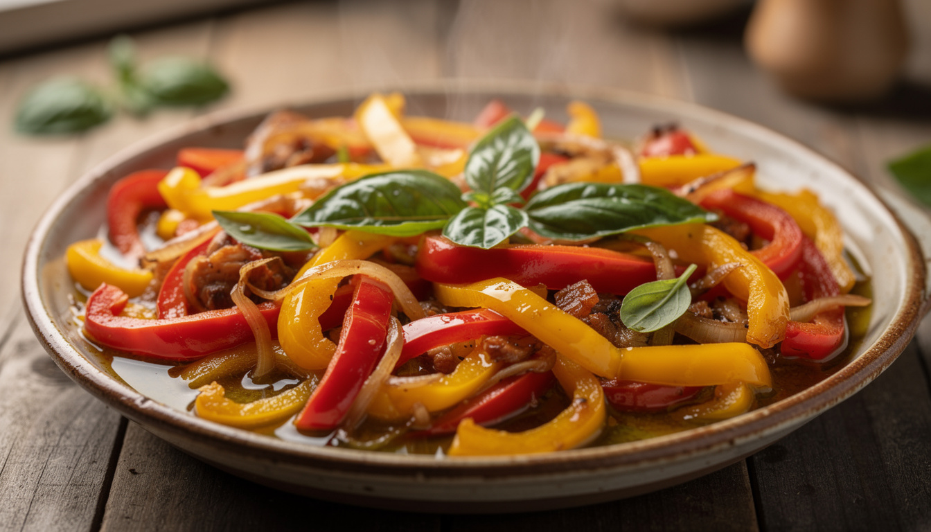 découvrez la peperonata, un savoureux mélange de poivrons mijotés à l'italienne, idéal pour accompagner vos plats ou comme entrée pleine de saveurs.