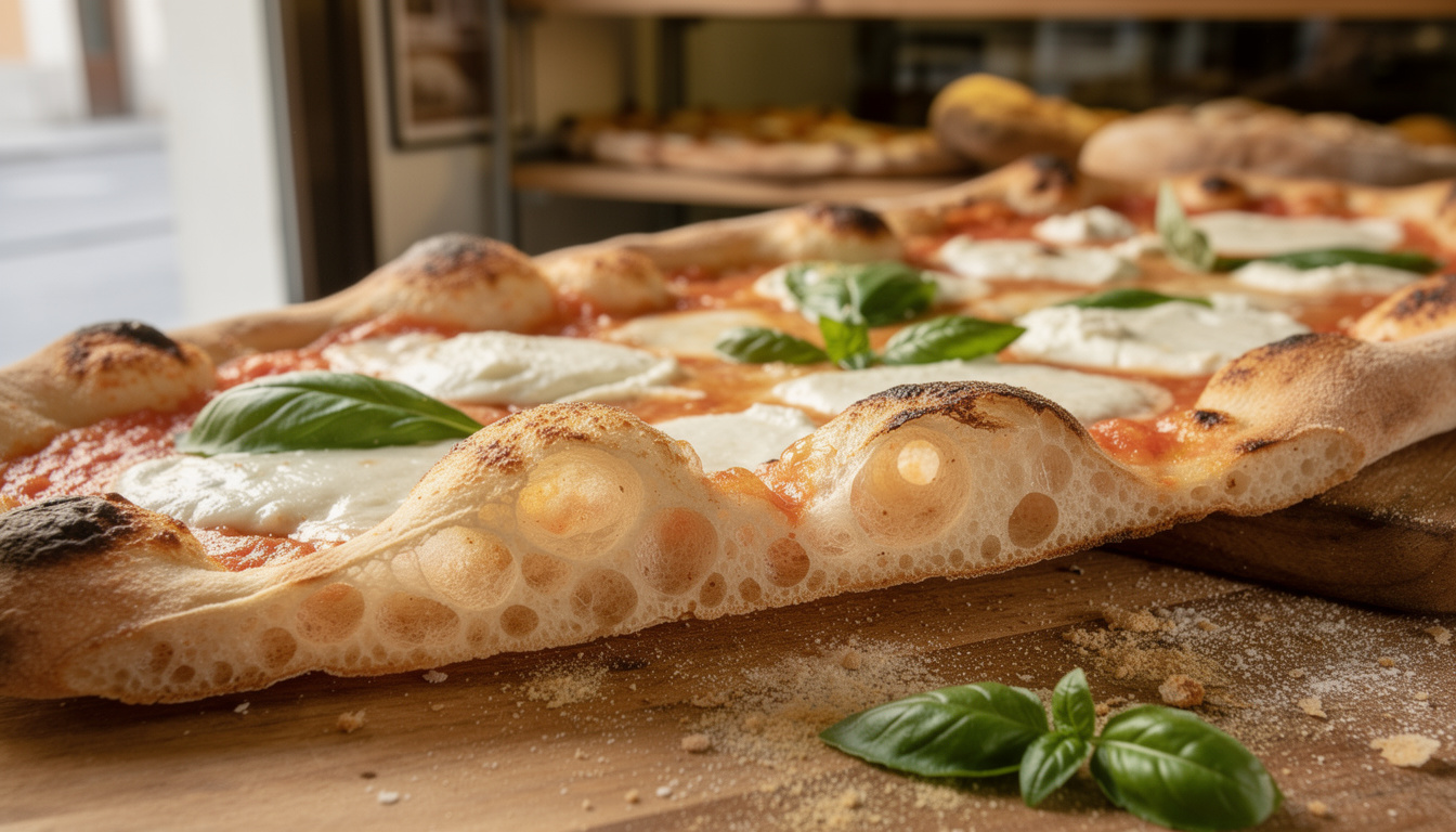découvrez la pizza al taglio, la célèbre pizza à la coupe romaine, croustillante et savoureuse, idéale pour une dégustation rapide et gourmande.