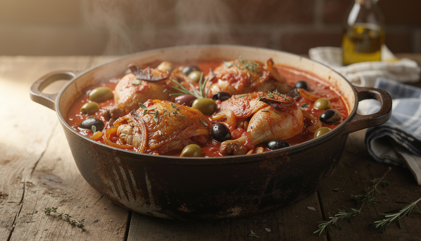 découvrez la recette traditionnelle du poulet alla cacciatora, un plat italien savoureux et rustique, parfait pour vos repas conviviaux.