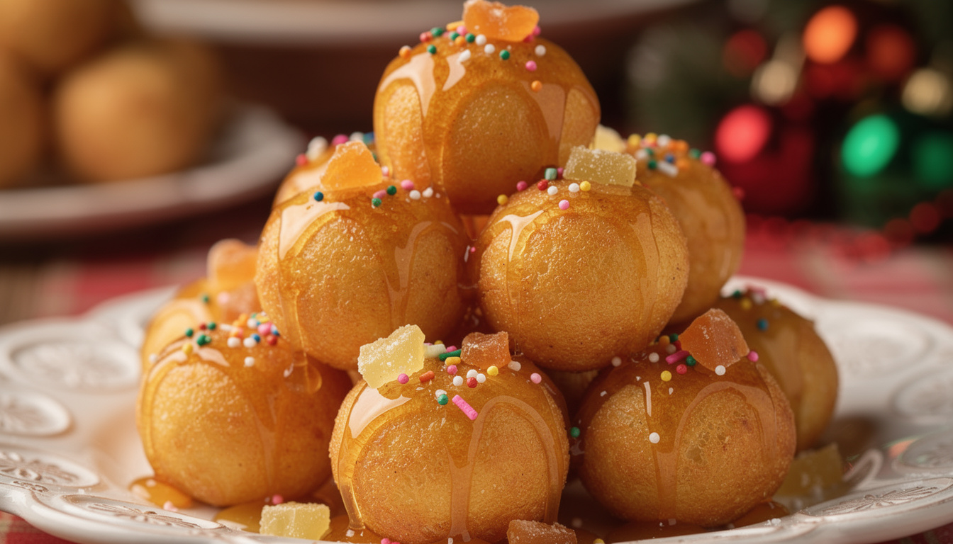 découvrez les struffoli napolitains, ces petites boules de noël croustillantes et sucrées au miel, une gourmandise traditionnelle pour les fêtes de fin d'année.