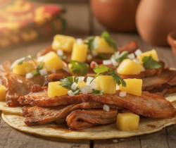 découvrez la recette authentique des tacos al pastor, un plat mexicain savoureux avec du porc mariné à l'ananas, parfait pour un repas gourmand et exotique.