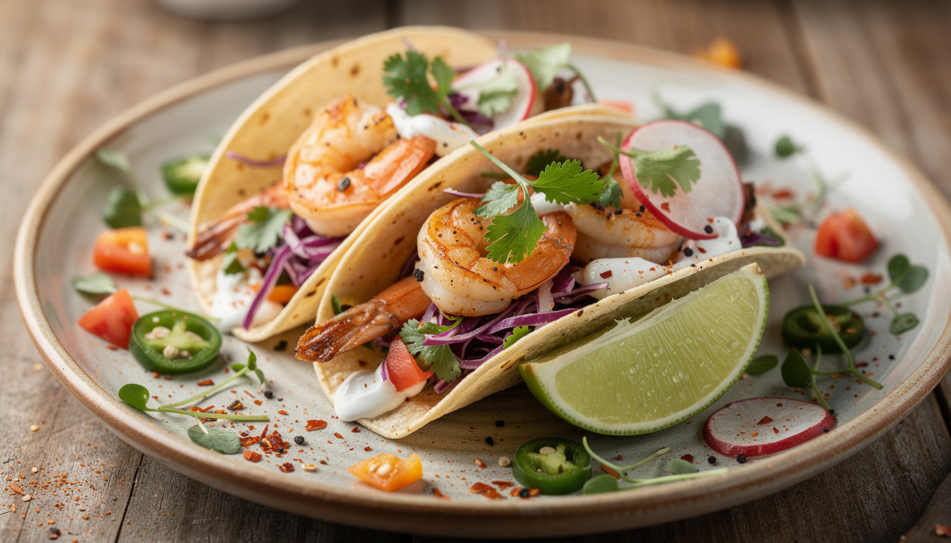 découvrez nos délicieux tacos de camarón : des tacos de crevettes panées croustillantes, savoureux et parfaits pour un repas convivial et gourmand.